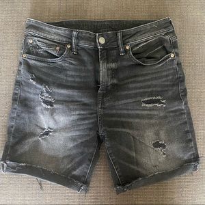American Eagle Mens Black Denim Jean Shorts Size 32